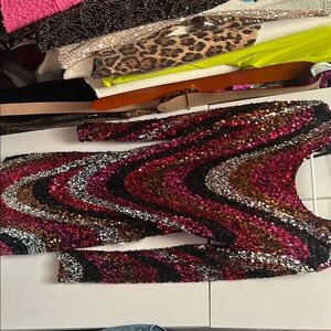 Sequin Multicolor Long Sleeve Dress